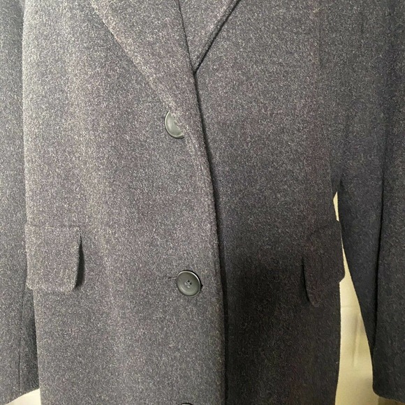 Forecaster Of Boston Sz 16 Gray Wool Cashmere Long Trench Coat Overcoat Vtg - Picture 3 of 12